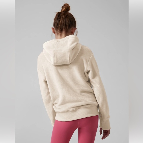 Athleta Girl Feelin’ Great Hoodie Girl’s XXL/16 cream. long sleeve thumb holes - Picture 3 of 9